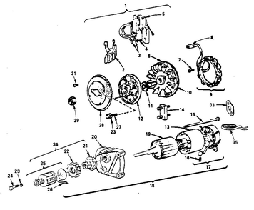 Starter Motor Group Diagram and Parts List for 0749-01  Briggs and Stratton Engine